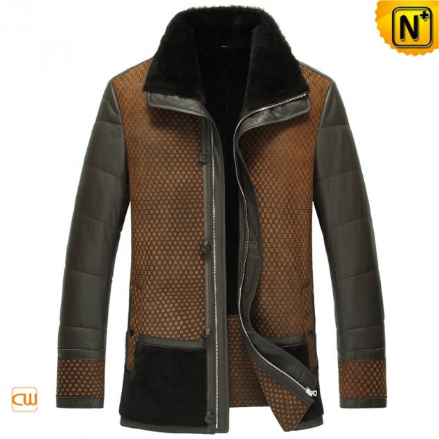 Designer Leather Shearling Coat Mens CW852275