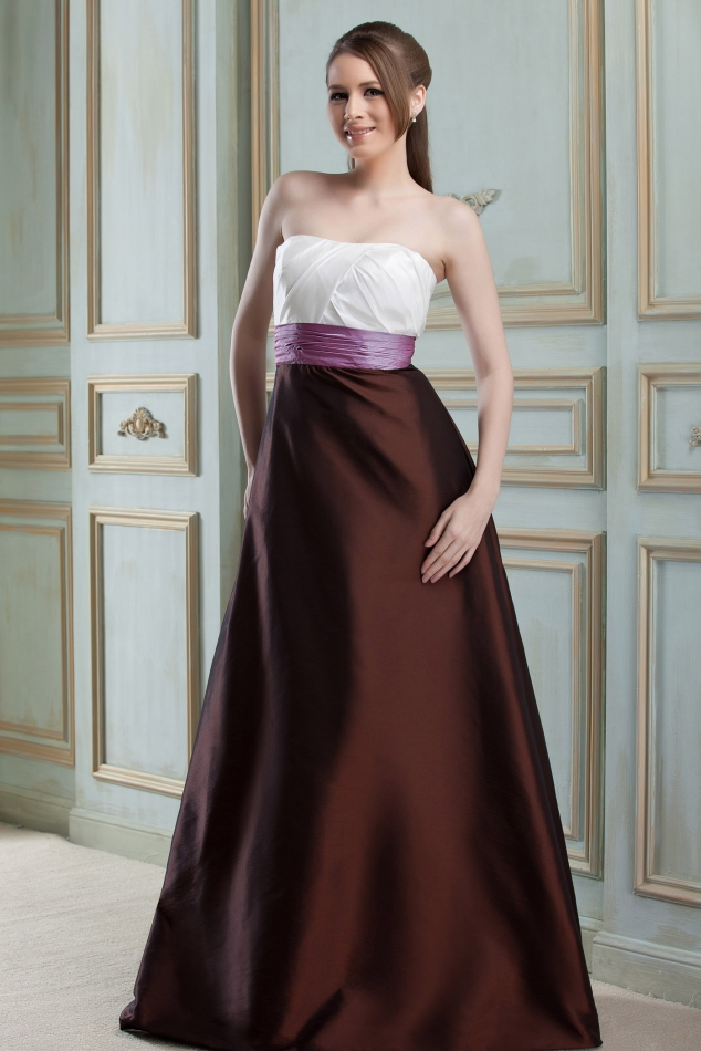 Designer Ruched A-Line Strapless Empire Waist Floor-Length Nadya's Bridesmaid Dress