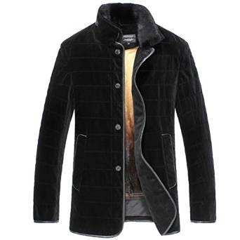 Detroit Mens Mink Fur Lined Coat Black