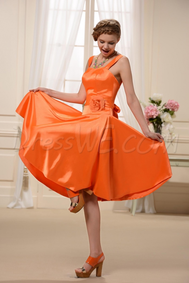 Discount Sashes Knee-Length Straps Bridesmaid Dress