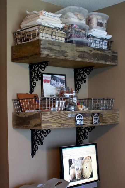 DIY Shelves from old wooden boxes