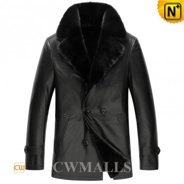 Double Breasted Shearling Coat CW871305 - cwmalls.com
