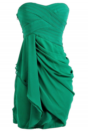 Draped Chiffon Dress in Green
