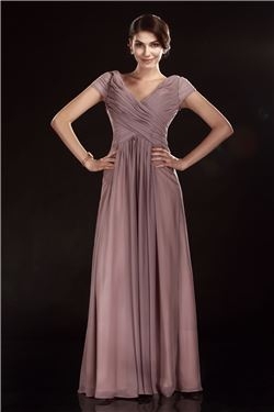 Draped Lace Sheath/Column V-Neck Half-Sleeves Long Mother 