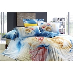 Dreamlike Huge Rose 4 Piece Active Print Bedding Sets with Cotton 