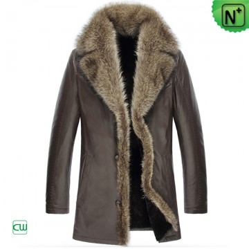 Dublin Mens Brown Fur Leather Coat CW852468