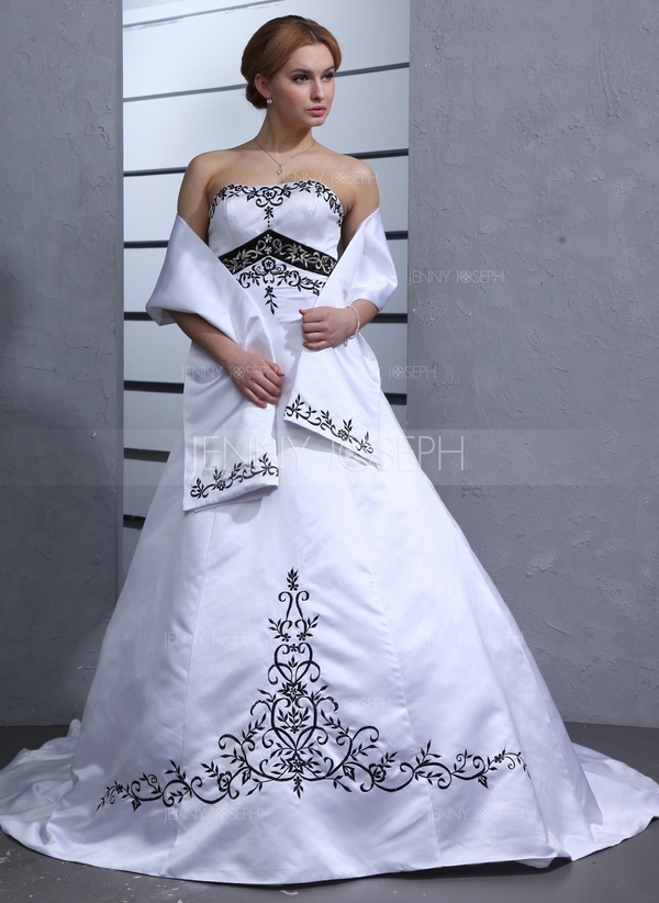 Duchesse-Linie Herzausschnitt Kapelle Schleppe Satin Brautkleid
