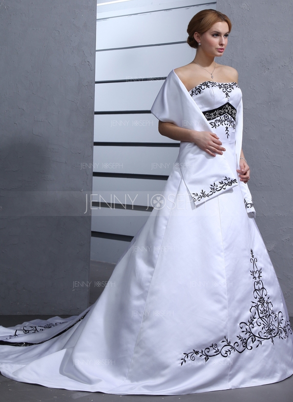Duchesse-Linie Herzausschnitt Kapelle Schleppe Satin Brautkleid - Image 2