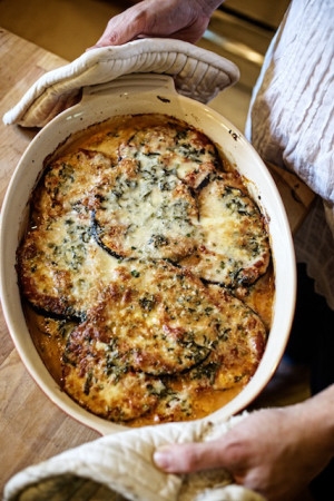 Eggplant Gratin with Herbs and Crème Fraiche