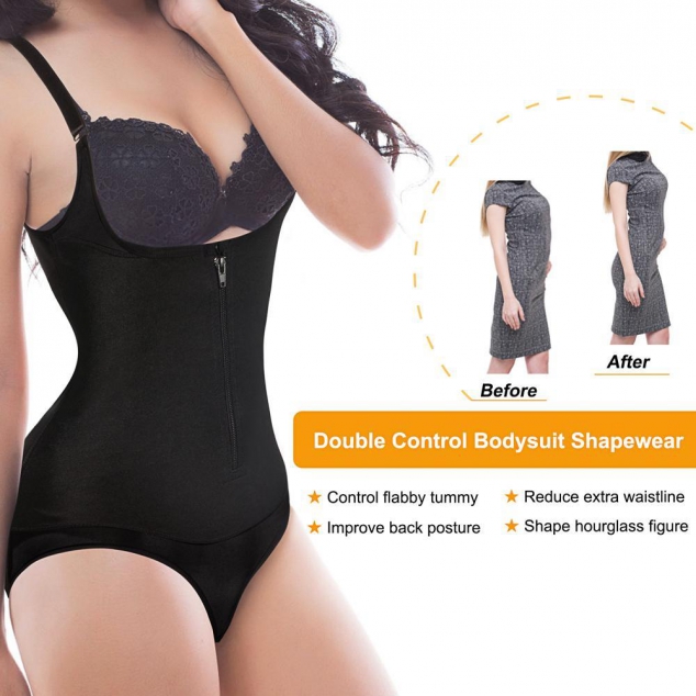 ELEADY Women Latex Waist Trainer Bodysuit Slim Zipper