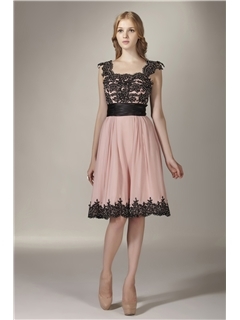 Elegant A-Line Knee-Length Square Neckline Sasha's Homecoming Dress