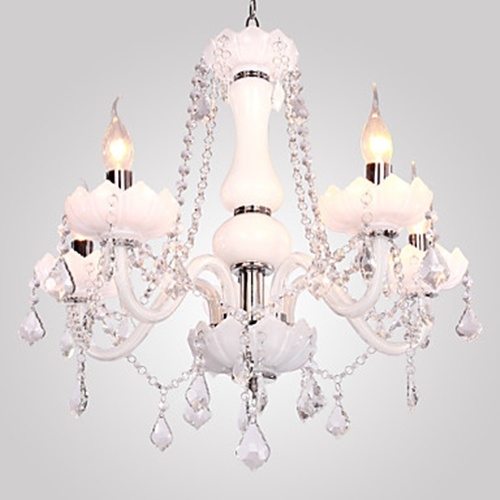 Elegant Crystal Chandelier in White - 5 Lights