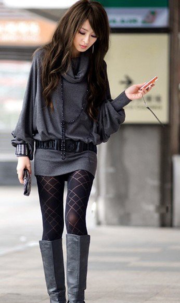 Elegant Special Collar Frills Long Sleeves Cotton Blends Dress
