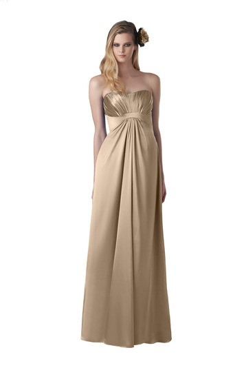 Elegant Strapless Sleeveless Floor Length Charmeuse Bridesmaid Dresses