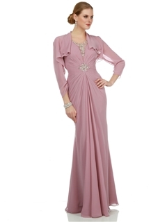 Elegant V-Neck Beading Sheath/Column Mother of the Bride Dress