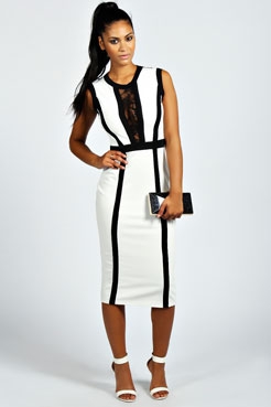 Ellie Cage Detail Bodycon Midi Dress - Image 2