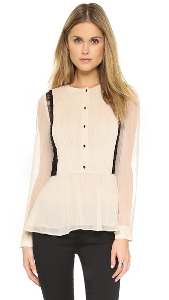 Elysia Pintuck Blouse by alice + olivia