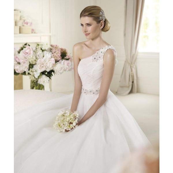 Empire A-line One Shoulder Crystal Belt Slim Wedding Dresses