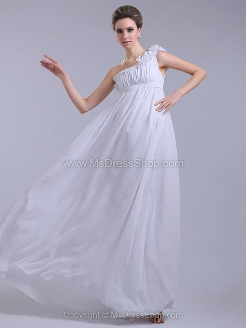 Empire One Shoulder Chiffon Floor-length Ruffles Bridesmaid Dresses