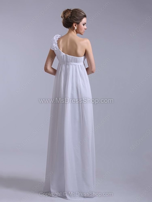Empire One Shoulder Chiffon Floor-length Ruffles Bridesmaid Dresses - Image 2