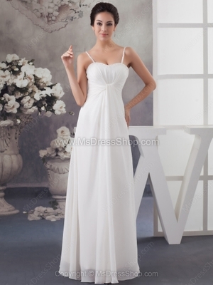 Empire Spaghetti Straps Chiffon Ankle-length Beading Wedding Dresses