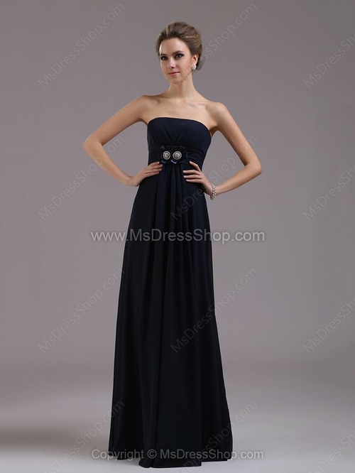 Empire Strapless Chiffon Floor-length Flower(s) Bridesmaid Dresses