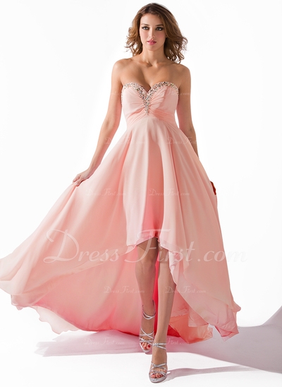 Empire Sweetheart Asymmetrical Chiffon Prom Dress 