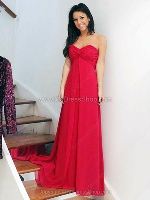 Empire Sweetheart Chiffon Sweep Train Criss Cross Formal Dresses