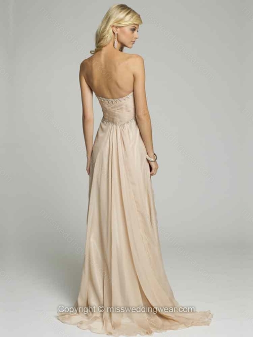 Empire Sweetheart Chiffon Sweep Train Sleeveless Beading Evening Dresses