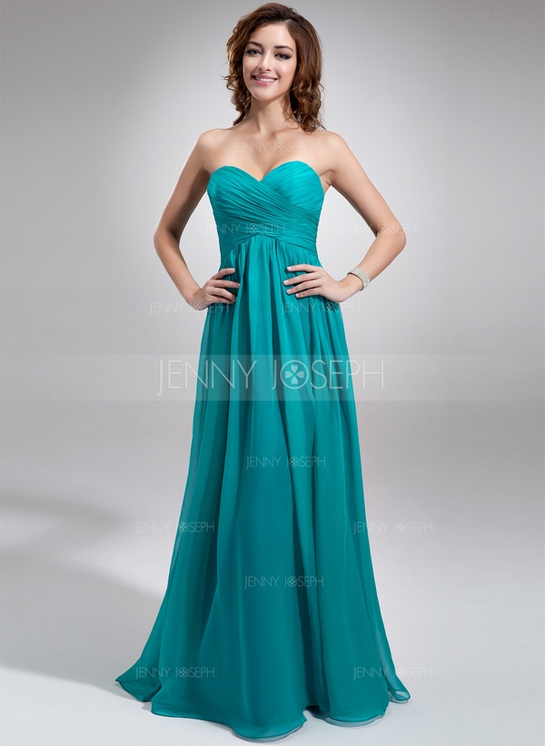 Empire Sweetheart Floor-Length Chiffon Bridesmaid Dress With Ruffle