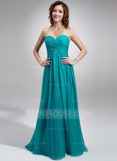 Empire Sweetheart Floor-Length Chiffon Bridesmaid Dress With Ruffle