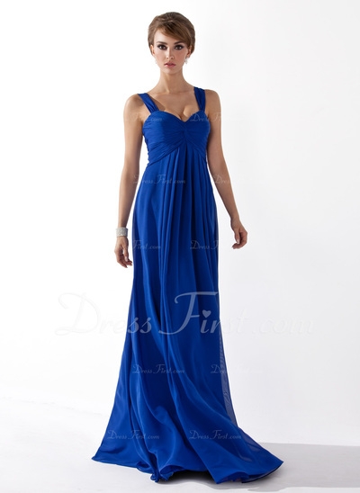 Empire-tyylinen Kullanmuru Tee Pituus Sifonki Lomamekko jossa Rypytys (020025941)
