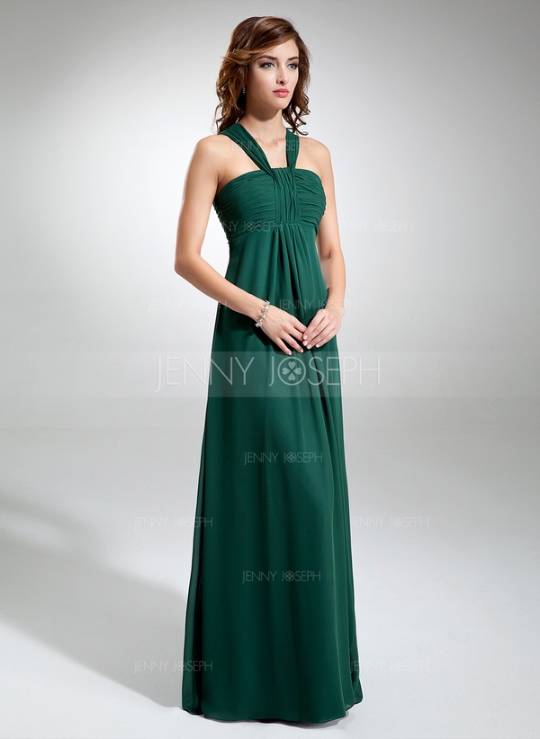 Empire V-neck Floor-Length Chiffon Bridesmaid Dress 