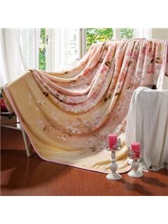 ew Arrival Elegant Cherry Flowers Patterns Pink Color Tencel Velvet Blanket