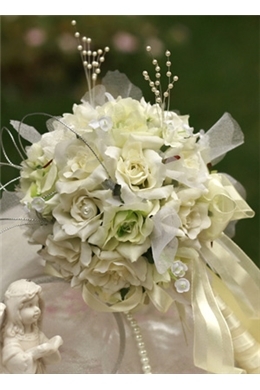 Exquisite Green-white Silk Cloth Wedding Birdal Bouquet
