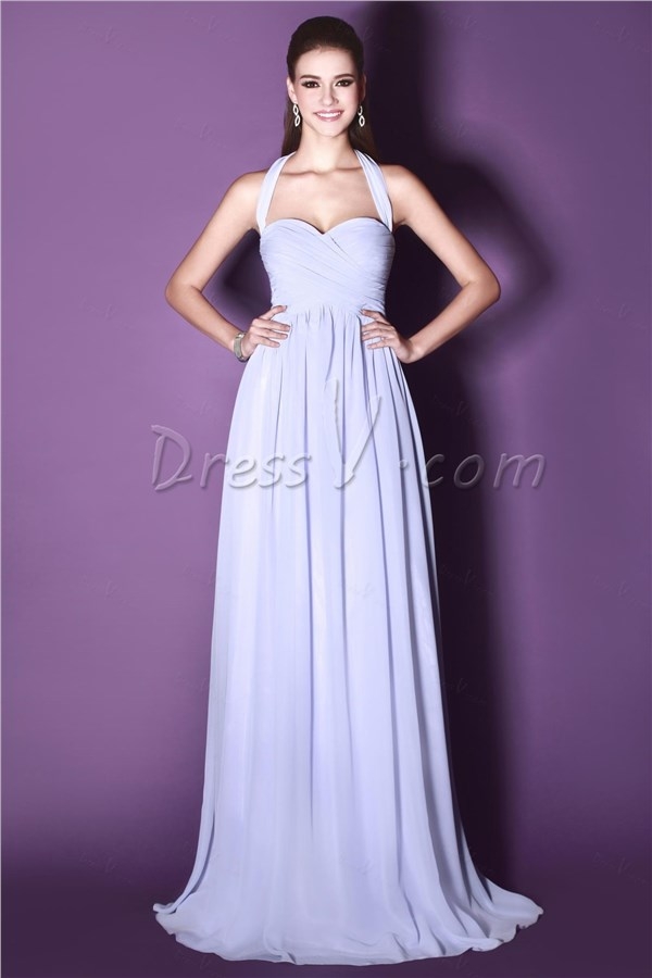 Fabulous Ruched A-Line Floor-length Halter Sandra's Bridesmaid Dress