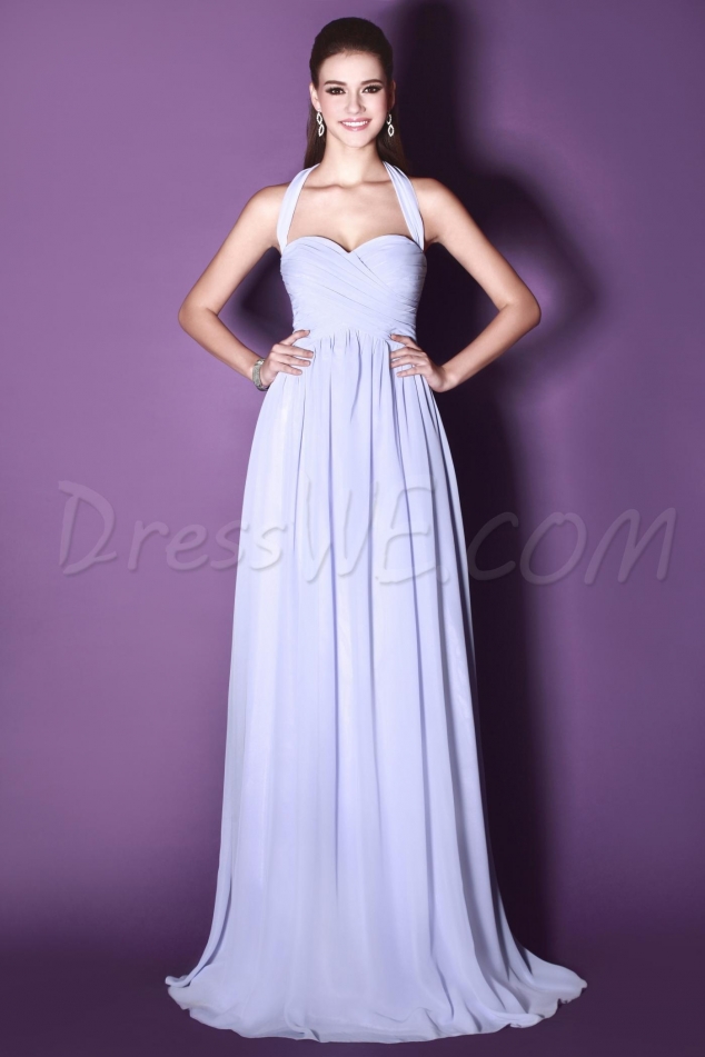 Fabulous Ruched A-Line Floor-length Halter Sandra's Bridesmaid Dress