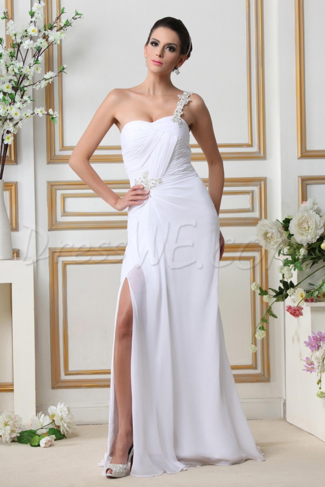 Faddish Sheath/Column Floor-Length Split-Front One-shoulder Taline's Wedding Dress