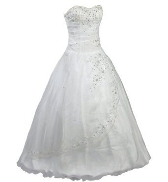 Faironly White Strapless Formal Wedding Dress