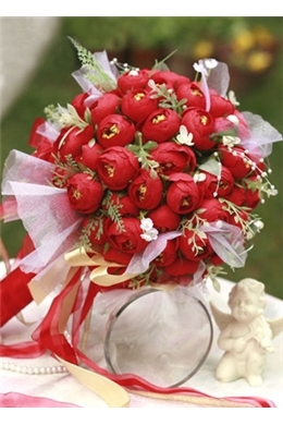 Fantastic Red Silk Cloth Bud Wedding Bouquet for Bride 