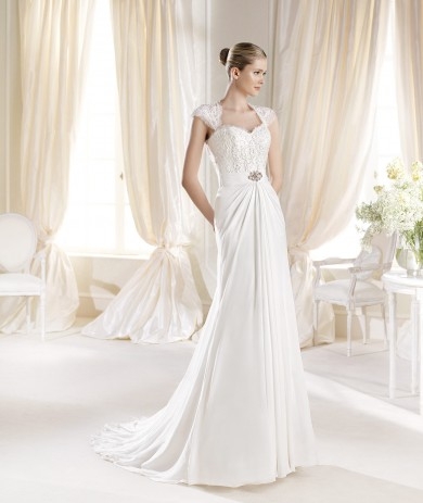 Fantastic Sheath Column Sweetheart Chiffon Ivory Brush Train Wedding Dress