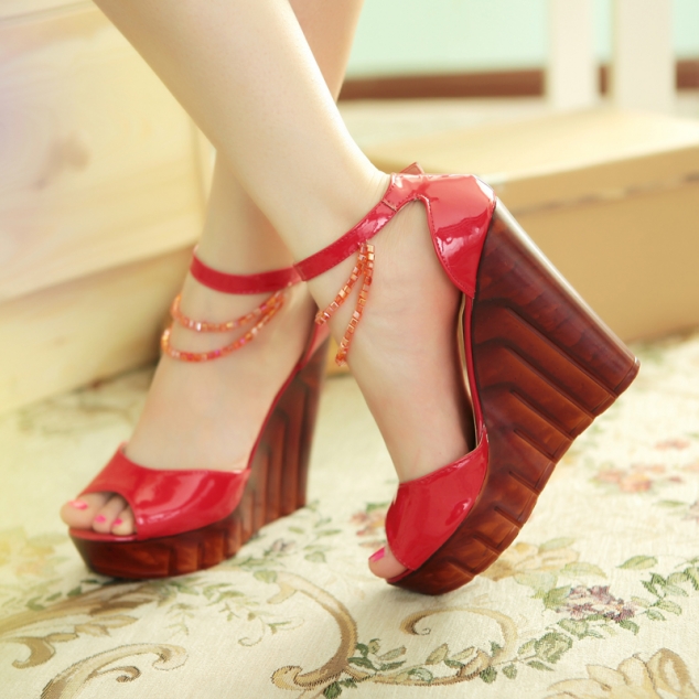 Fashion Bohemian Style Rhinestone Strap Wedge Sandals