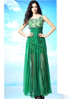 Fashion Fresh A-Line Floor-Length Bateau Prom/Evening Dress