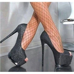 Fashion Sexy Shinning Peep-Toe Platform High Heel Prom Shoes