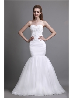 Fashion Trumpet/Mermaid Sweetheart Sweeping Appliques Angerlika's Wedding Dress