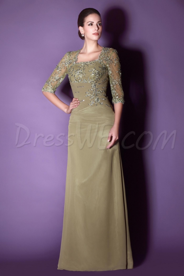 Fashionable Lace/Appliques Sheath Floor-Length Square Neckline Taline's Mother of the Bride Dress