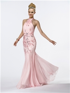 Fashionable Mermaid Halter Beading Floor-Length Evening 