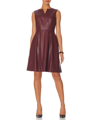 Faux Leather Fit & Flare Dress