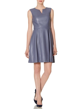 Faux Leather Fit & Flare Dress