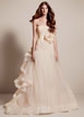 Fit and Flare Gown with Tri-colored Draped Skirt Style